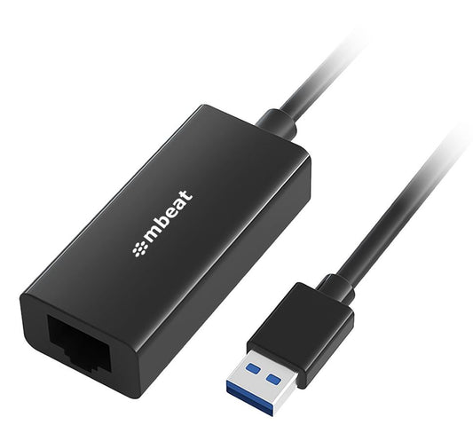 mbeatÂ® mbeat USB 3.0 Gigabit Etherent Adapter - Black RJ45, up to 1000Mbps speed. Compact and lightweight Material: ABS Plastic Weight: 24.5g