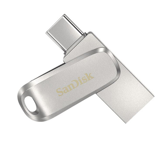 SanDisk Ultra Dual Drive Luxe USB Type-Câ„¢ Flash Drive - 64GB (Silver) 400MB/s USB3.1 Type-C Swivel for Android Smartphones Tablets Macs PCs