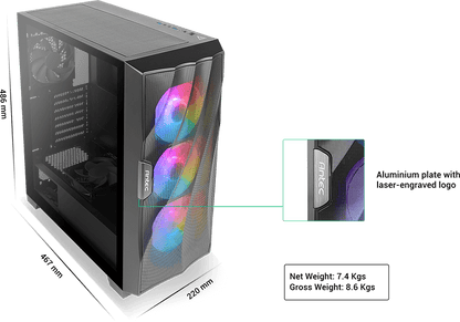 ANTEC DF700 FLUX Wave Mesh Front, High Airflow, Tempered Glass with 3x ARGB Fan Front, 1x Rear, 1x PSU Shell (Reverse Fan blade) ATX Gaming Case