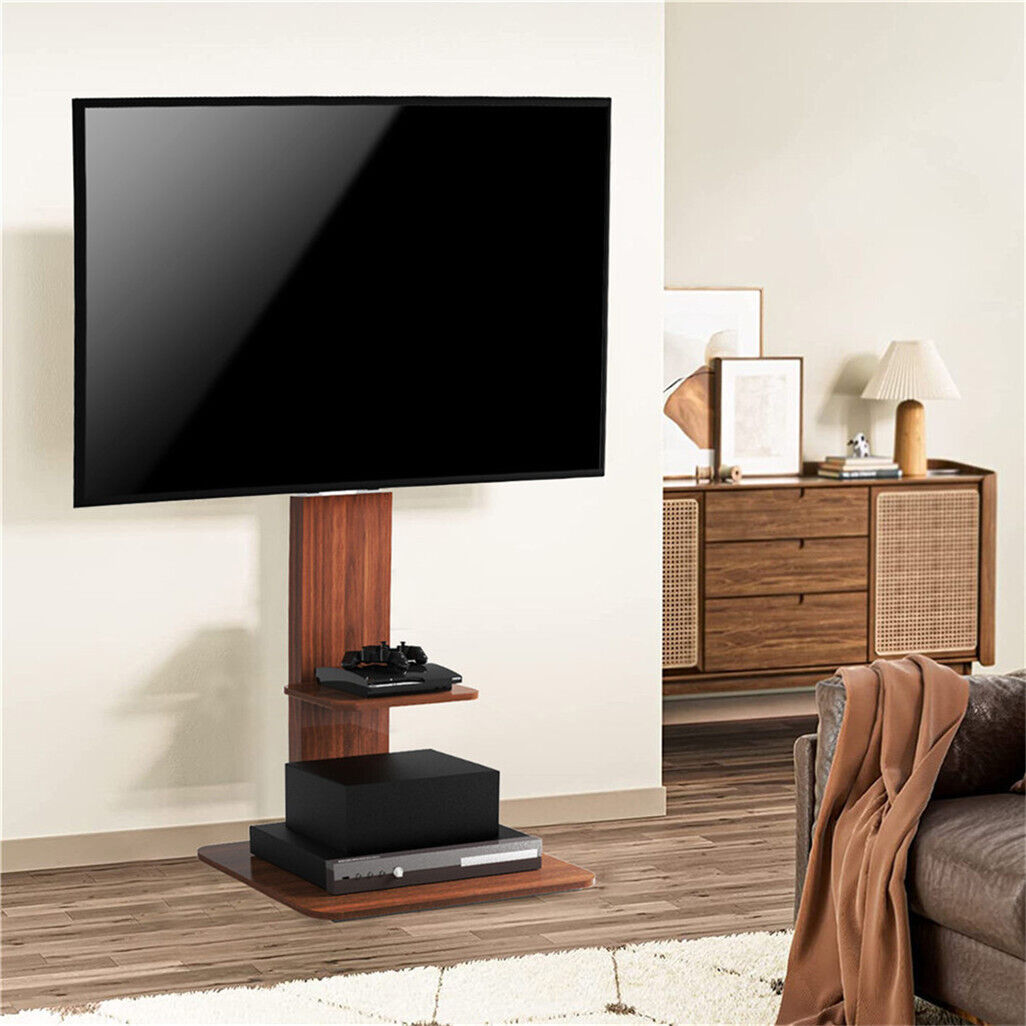 Heavy Duty TV Floor Stand Adjustable Mount 65 Black Brown