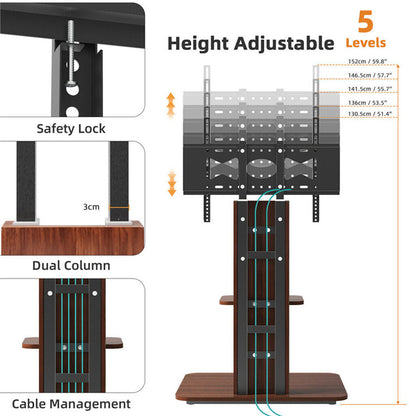 Heavy Duty TV Floor Stand Adjustable Mount 65 Black Brown