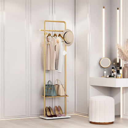 Gold Metal Coat Rack Stand Granite Base Hall Tree