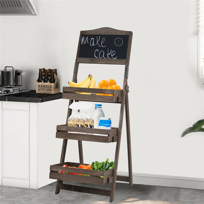 Vintage Wooden Chalkboard Easel 38x50CM with 3 Shelves