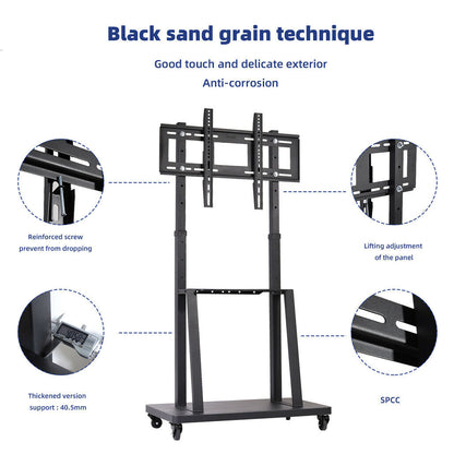 32-80 Rolling TV Stand with 2-Tier Shelf Adjustable Mount