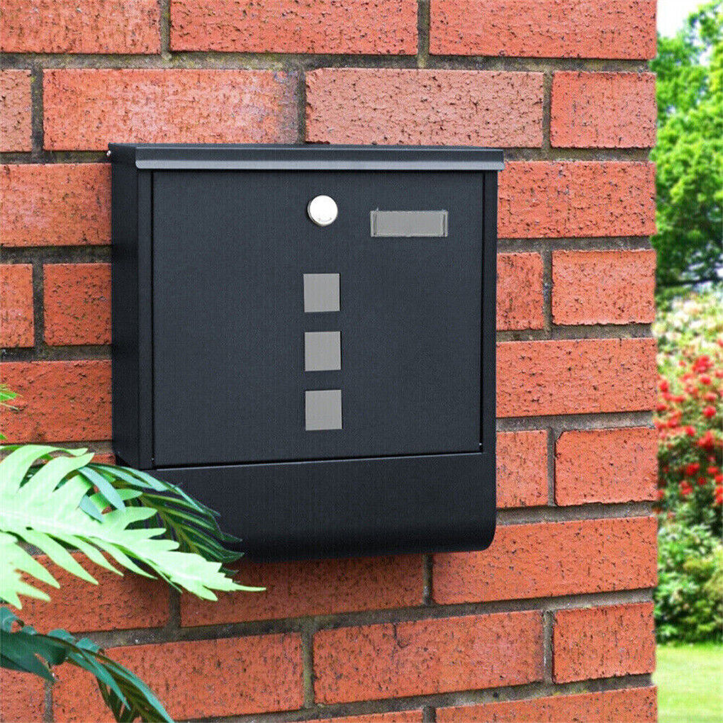 Wall Mounted Lockable Mailbox Galvanized Steel w/ Copper Lock