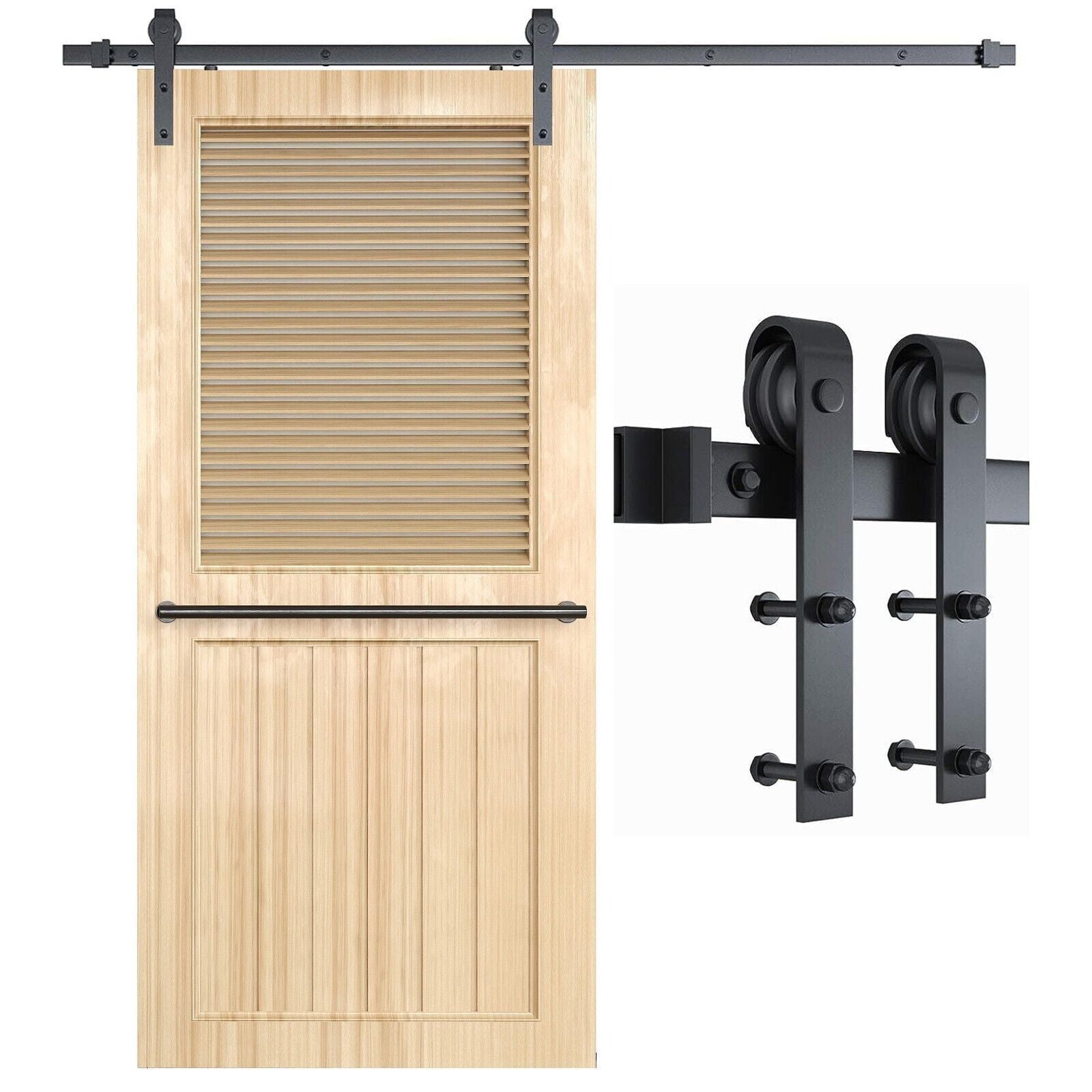Sliding Barn Door Hardware Kit Rust Resistant Heavy Duty 1.83m 