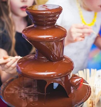 3-Tier Electric Chocolate Fondue Fountain Stainless Steel 0.9L