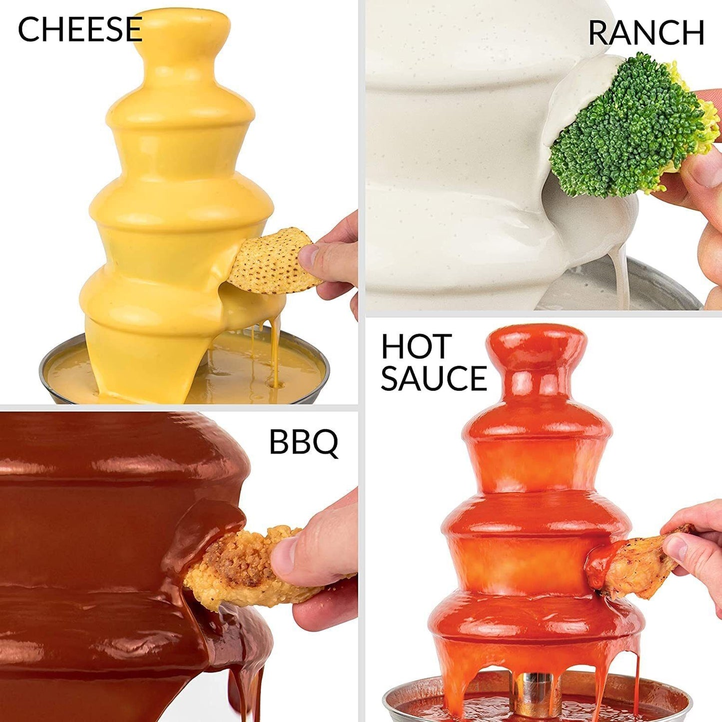 3-Tier Electric Chocolate Fondue Fountain Stainless Steel 0.9L