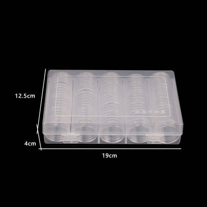 100PCS Clear Plastic Coin Holder Storage Box 20-30mm