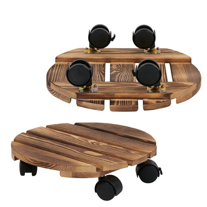 Wooden Plant Caddy Stand 2-Pack 360� Rotating Casters
