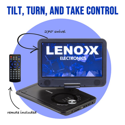 10.1" Portable DVD Player w/ 270-Degrees Swivel-Screen & Rechargeable