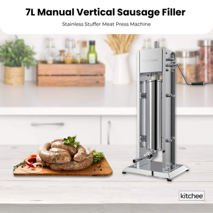 7L Manual Vertical Sausage Filler - Stainless Stuffer Meat Press Machine