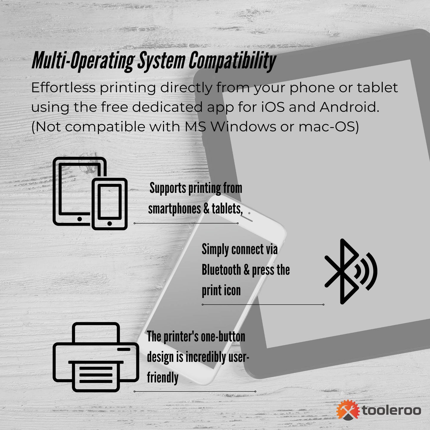 Tooleroo Portable A4 Thermal Printer Black + Tattoo Stencil Paper - Wireless