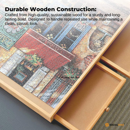 Social Hike 1500pcs Puzzle Board 4 Drawer with Cover - Wooden Rotating Tabletop