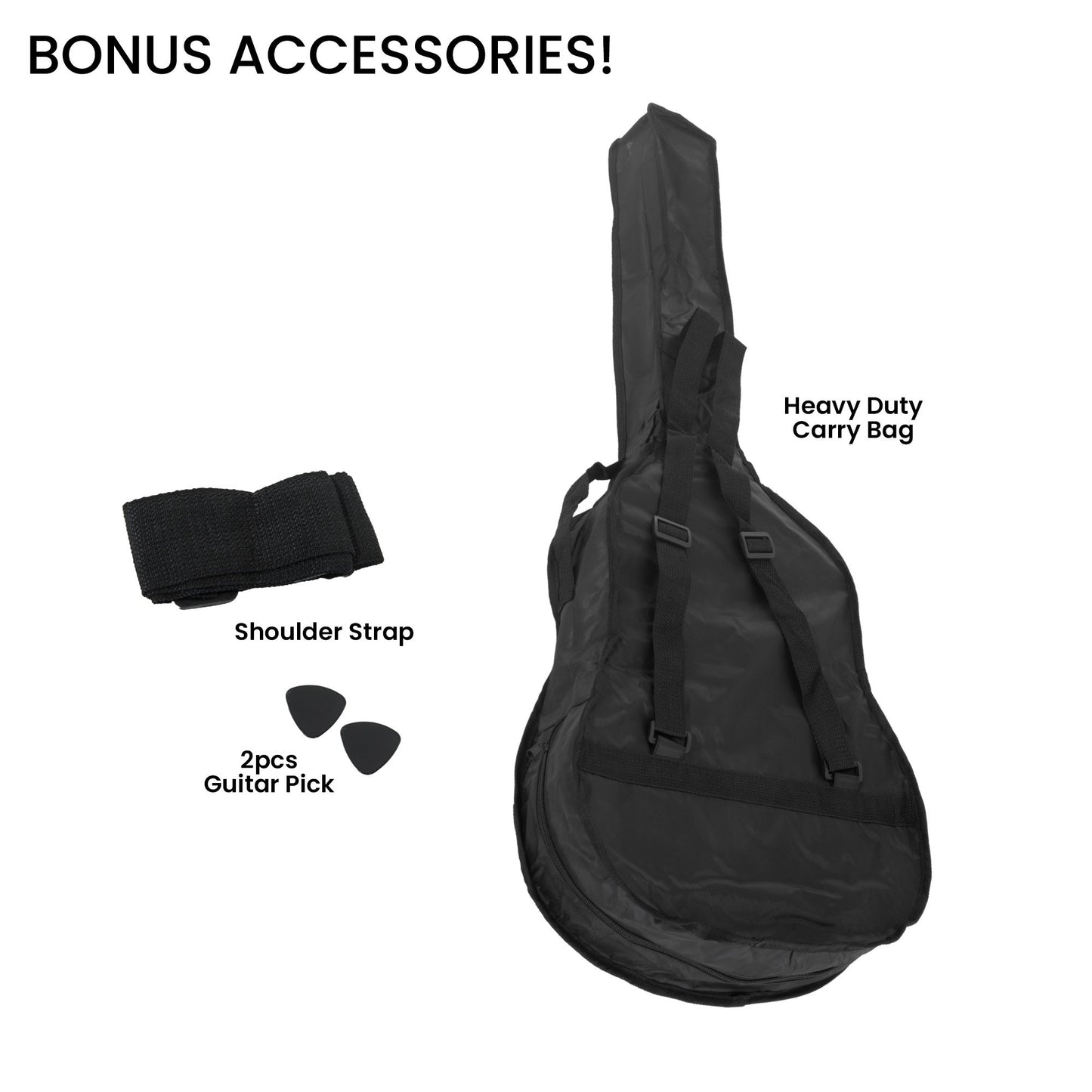 Karrera 38in Acoustic Guitar Steel Strings Carry Bag Shoulder Strap Sun Burst