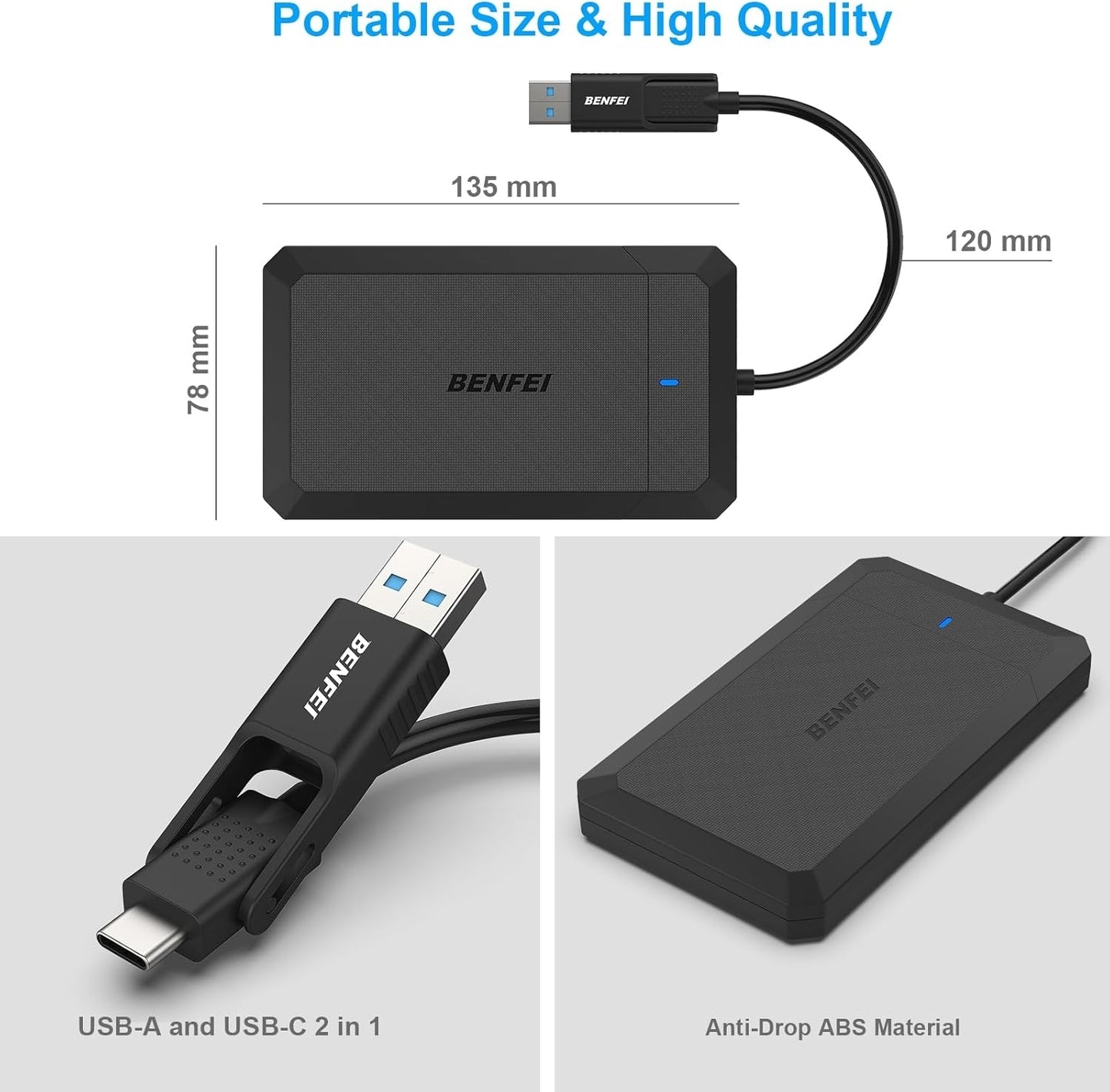 BENFEI 2.5 Inch SATA to USB Tool Free External Hard Drive Enclosure