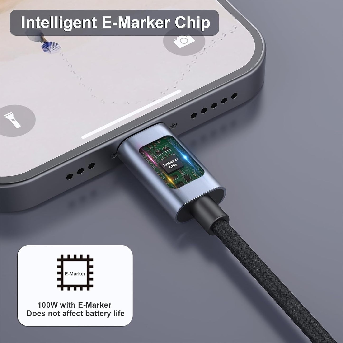 BENFEI 351SL-6F 100W USB-C to USB-C Fast Charging Cable Aluminum Shell Tangle-Free Silicone