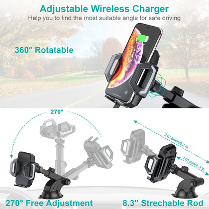 CHOETECH T521-F 15W Fast Wireless Charging Car Dock