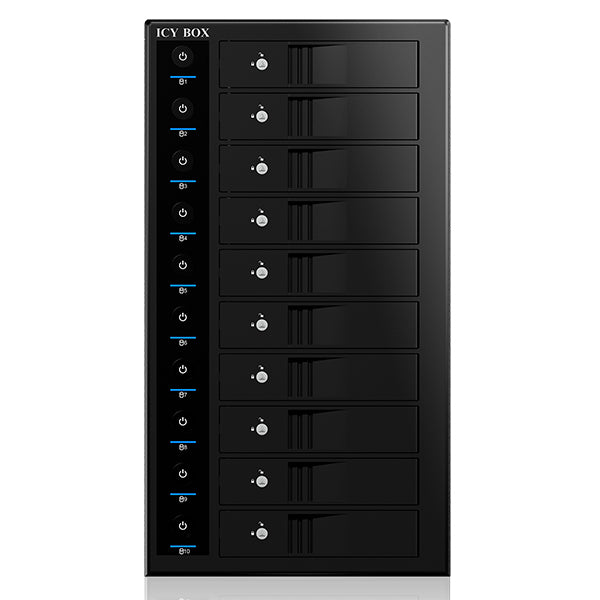 ICY BOX 10-Bay External SINGLE System for 10x SATA 3.5 I/II/III HDD  (IB-3810U3)"