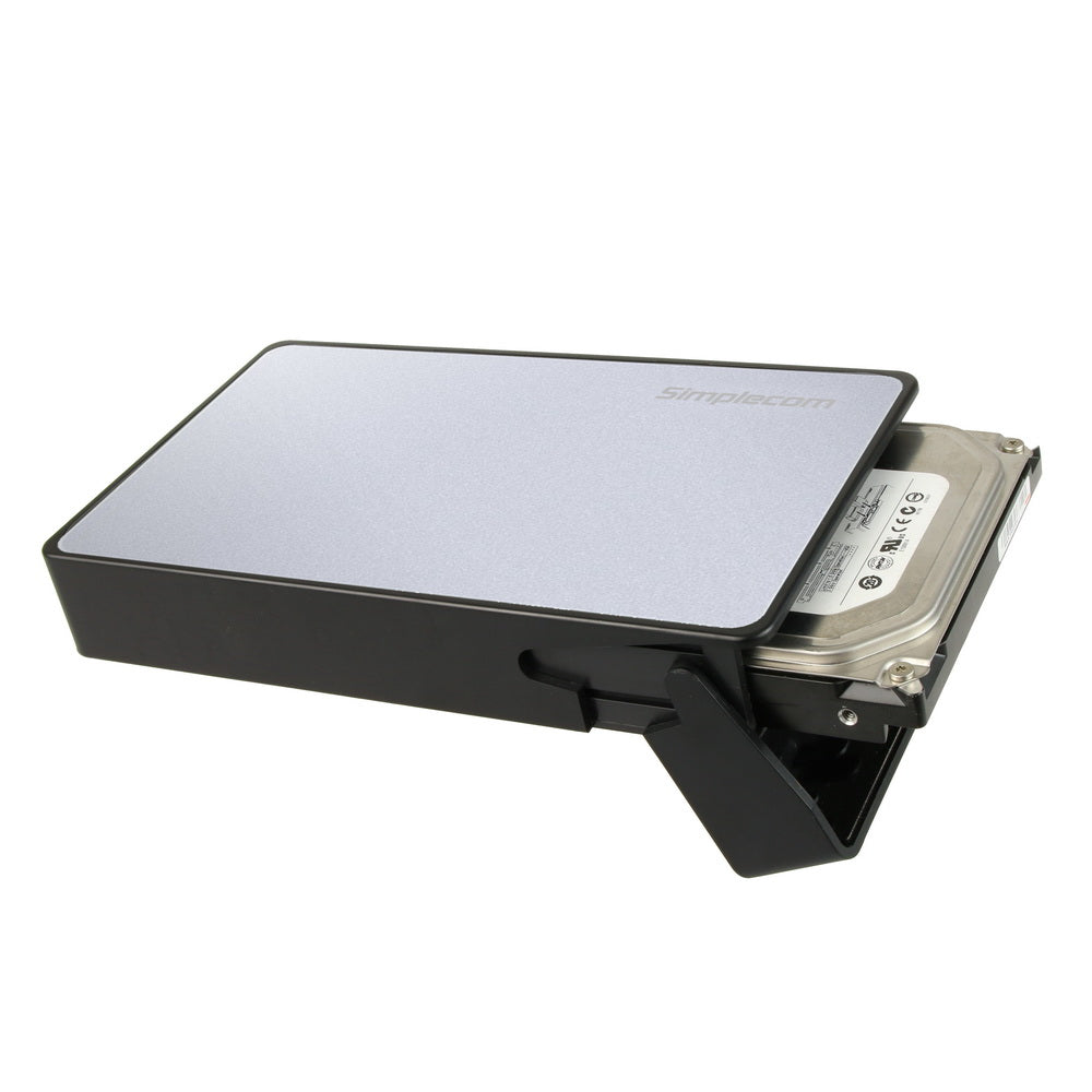 Simplecom SE325 Tool Free 3.5 SATA HDD to USB 3.0 Hard Drive Enclosure Silver"