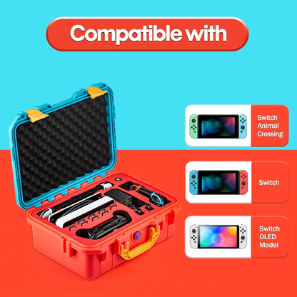 DEVASO Carrying Case for Nintendo Switch OLED Case, Professional Safe Hard-Red & Blue
