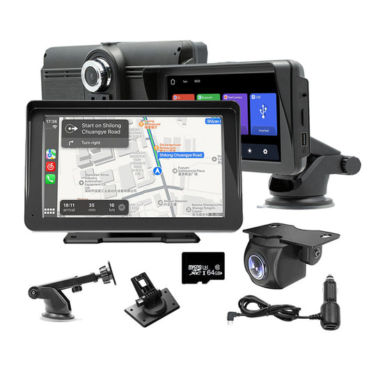 7 IPS HD Touch Screen Apple Android Carplay with Dual Dashcam 64G Card"