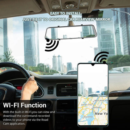 10” 4K Mirror Dash Cam, 2K Rear Camera, WiFi GPS ADAS BSD, Stream Media, 64GB Included