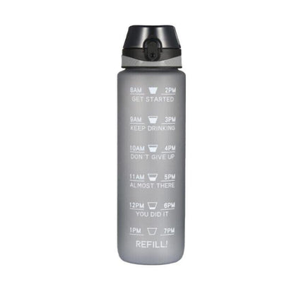 1L Water Bottle Motivational Drink Flask With Time Markings Bpa Free Sport Gym - Green+Purple