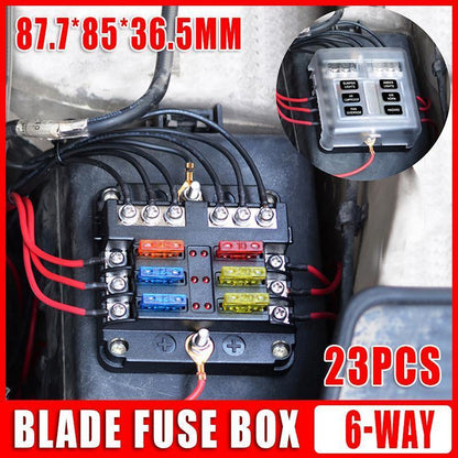 23PC 6 Way Blade Fuse Box Block Holder Indicator LED Light 12V/32V Car Marine