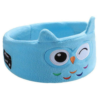 Cute Bluetooth Headband Headphones Wireless Sleep Music Mask with Mic - Yellow-Bear
