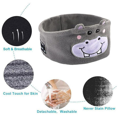 Cute Bluetooth Headband Headphones Wireless Sleep Music Mask with Mic - Orange-Cat