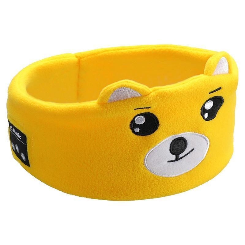 Cute Bluetooth Headband Headphones Wireless Sleep Music Mask with Mic - Orange-Cat