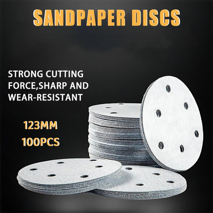 100x 123mm 6/8-Hole Sanding Discs Hook Loop Orbital Sander Pads 80 120 240 Grit - 320 Grits（8-Hole）