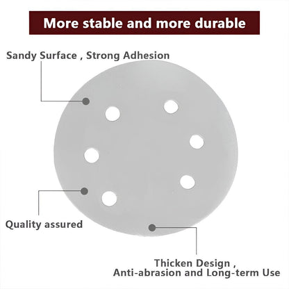 100x 123mm 6/8-Hole Sanding Discs Hook Loop Orbital Sander Pads 80 120 240 Grit - 320 Grits（8-Hole）