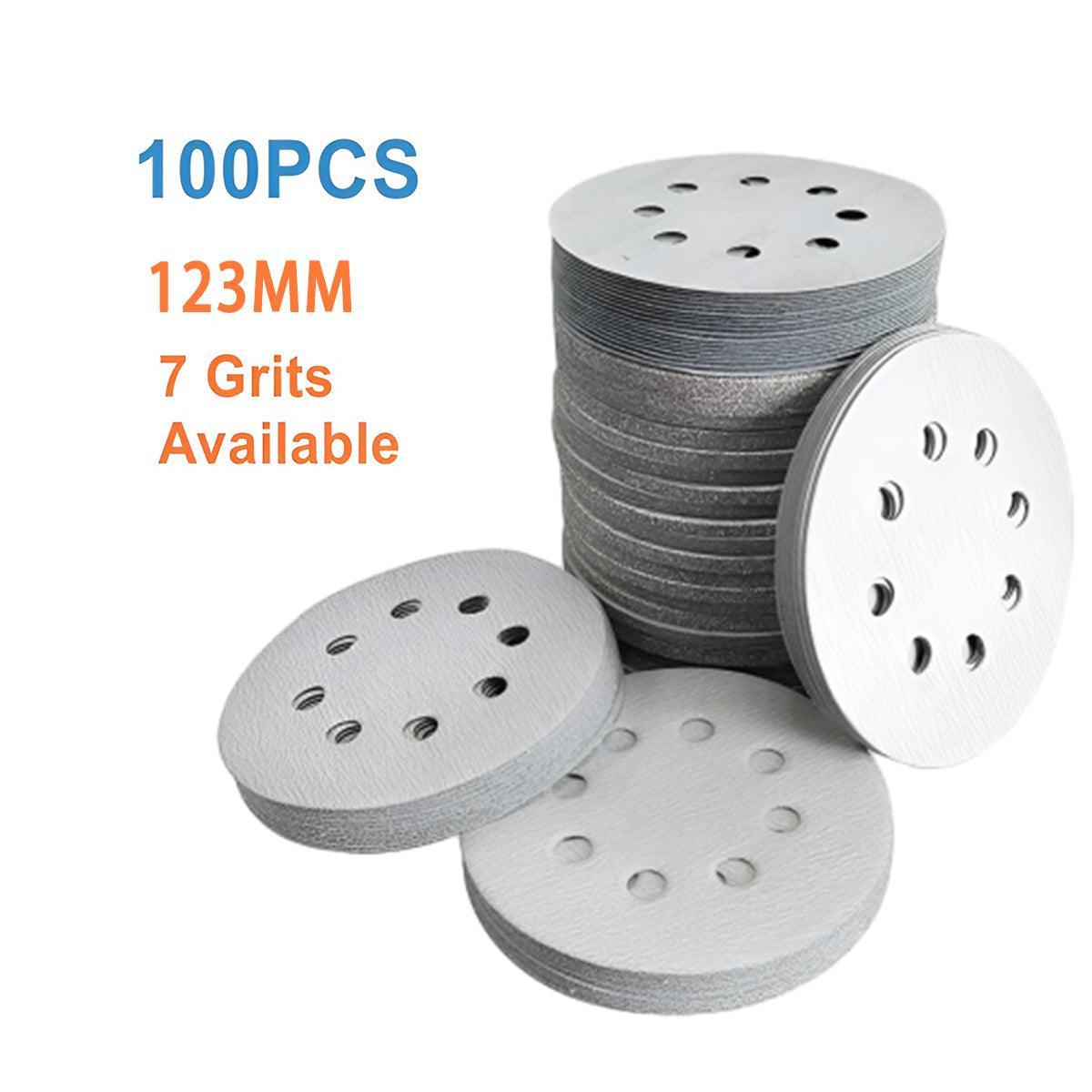 100x 123mm 6/8-Hole Sanding Discs Hook Loop Orbital Sander Pads 80 120 240 Grit - 320 Grits（8-Hole）