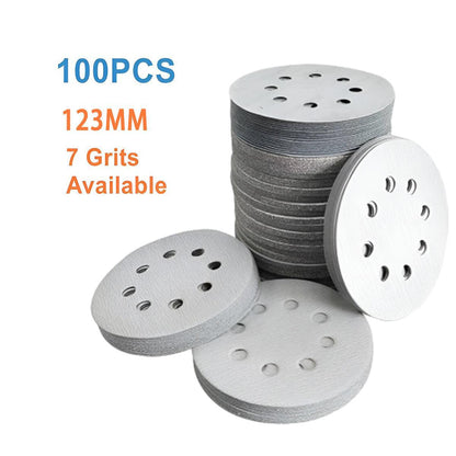 100x 123mm 6/8-Hole Sanding Discs Hook Loop Orbital Sander Pads 80 120 240 Grit - 320 Grits（8-Hole）