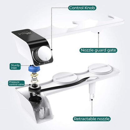 Bidet Toilet Seat Dual Nozzles Self-Cleaning Wash Hot Cold Mixer Water Sprayer - Cold Water