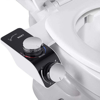 Bidet Toilet Seat Dual Nozzles Self-Cleaning Wash Hot Cold Mixer Water Sprayer - Cold & Hot Water