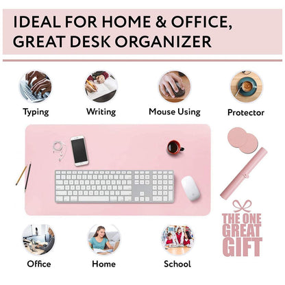 Large Leather Gaming Mouse Pad Waterproof Desk Keyboard Mat 120 x 60cm - Pink