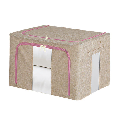 100L Foldable Storage Box Crushed Steel Frame Clothes Quilt Toys Organizer - 100L-Grey