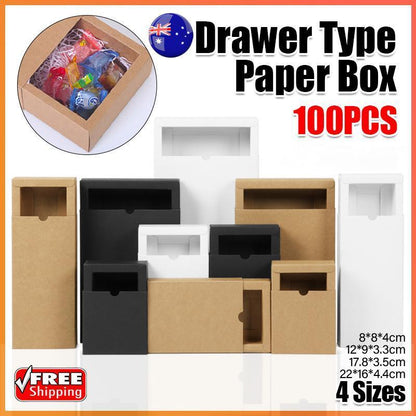 100PCS DIY Paper Box Drawer Type Jewelry Packing Box Tea Gift Cosmetics White - 17*8*3.5cm