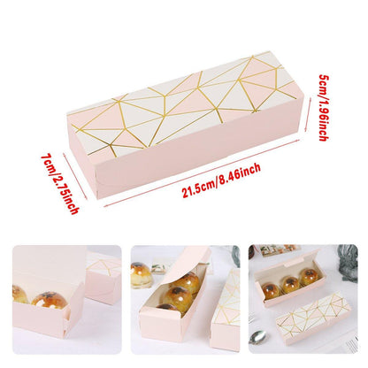 25pcs Long Strip Clamshell Packaging Box 3-Compartment Dessert Storage Box - Transparent Bag