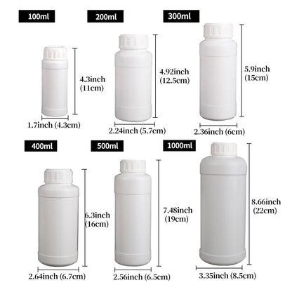 50pcs Chemical Bottle White Plastic Sample Reagent Bottles for Lab Storage - 200ml