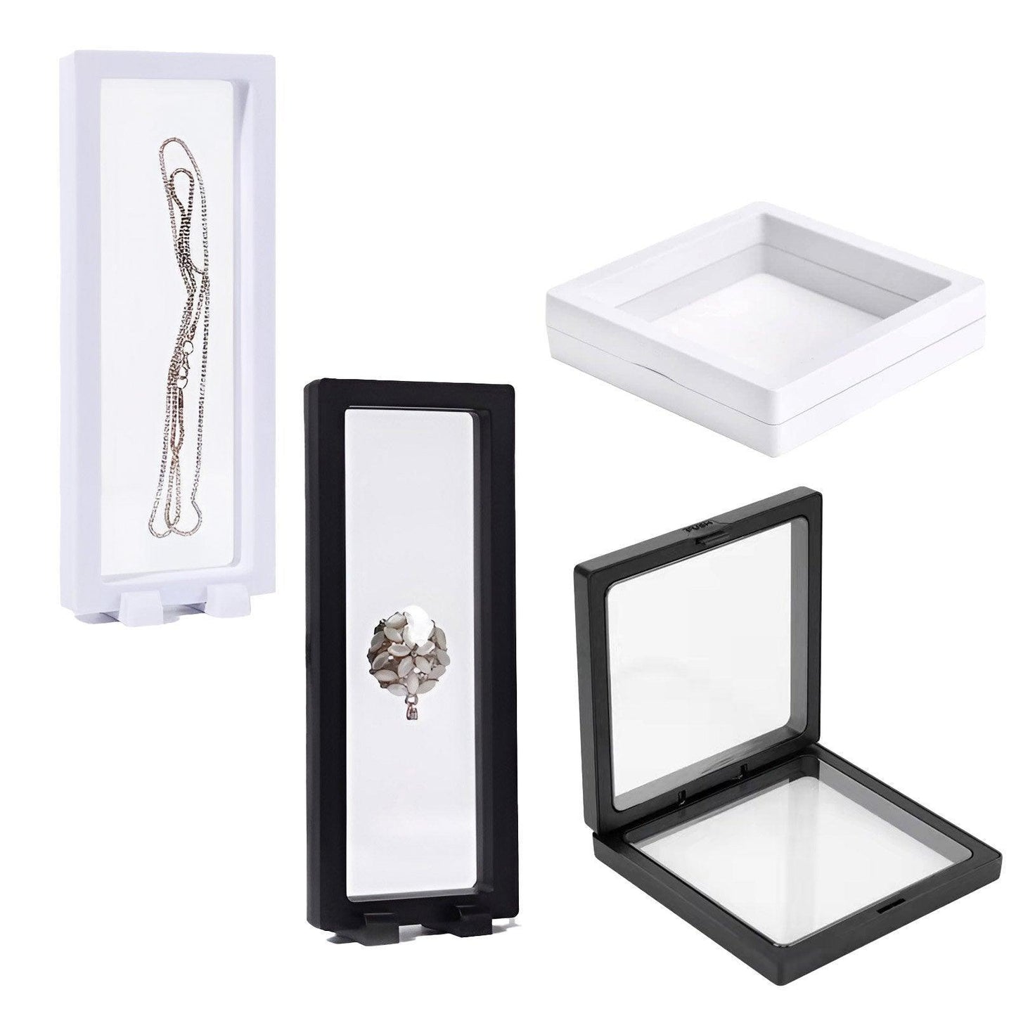 10pcs Transparent PE Film Display Box Jewelry Packaging Storage Box Container - 7-18-2-Black