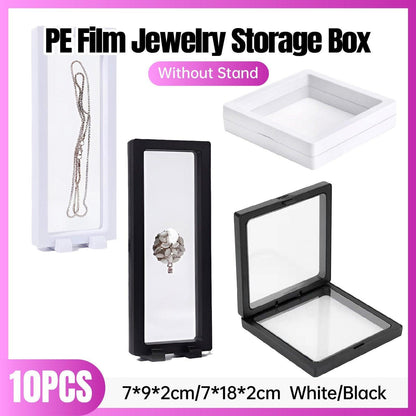 10pcs Transparent PE Film Display Box Jewelry Packaging Storage Box Container - 7-18-2-White