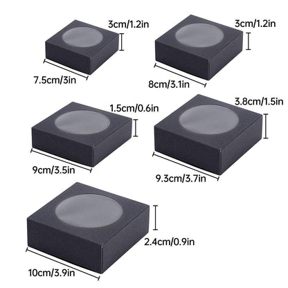 50PCS Handmade Soap Paper Box Round Window Kraft Black White Candy Biscuit Box - Black-50pcs 10*10*2.4CM