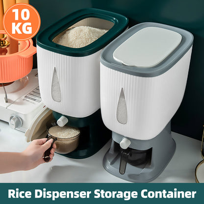 10kg Rice Storage Bucket Household Metering Rice Container Large Capacity - Green