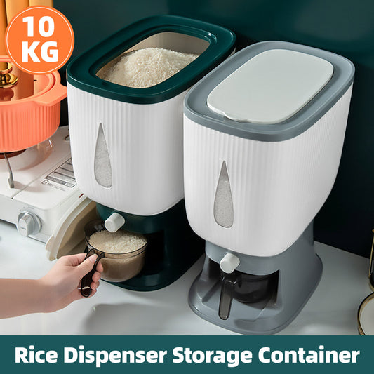 10kg Rice Storage Bucket Household Metering Rice Container Large Capacity - Green