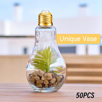 50PCS 100ML Transparent Bulb Bottle Plastic Candy Jar Storage Container Reusable