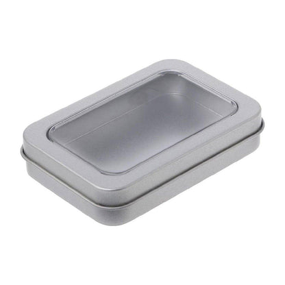 10pcs Metal Iron Box with Open Window Storage Rectangle Packaging Containers - 12.5x9x5cm